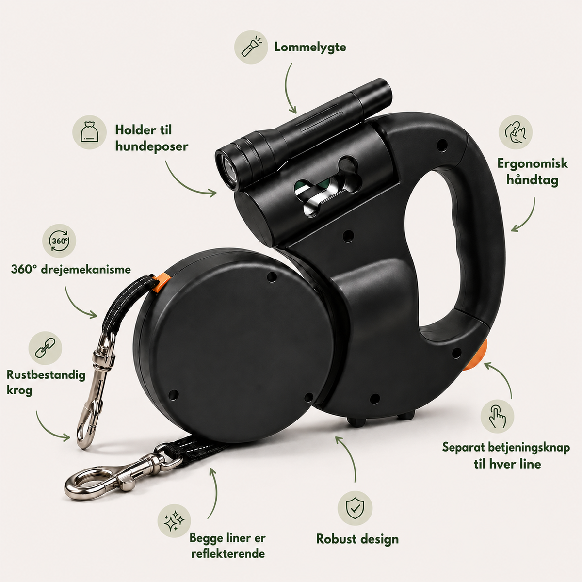 Norindo CordControl - To Hunde, Nul Knuder