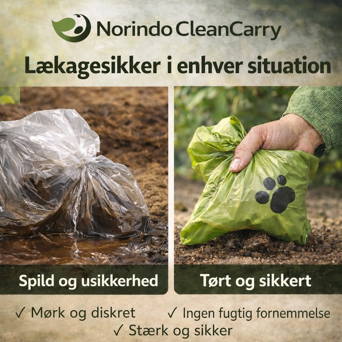 Norindo CleanCarry – Biologisk Nedbrydelige Hundeposer (10 ruller / 150 poser)