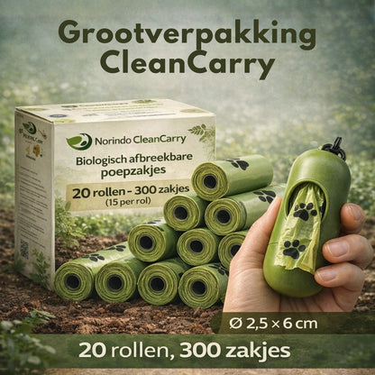 Norindo CleanCarry – Biologisk Nedbrydelige Hundeposer (10 ruller / 150 poser)