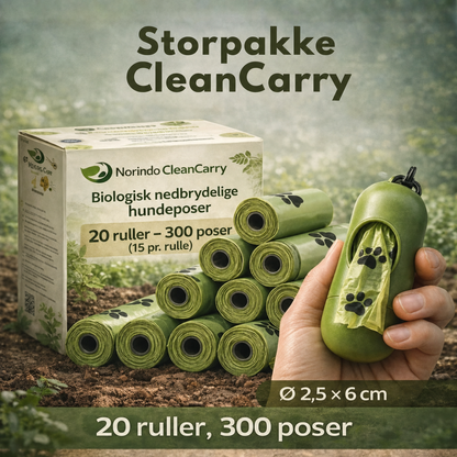 Norindo CleanCarry – Biologisk Nedbrydelige Hundeposer (10 ruller / 150 poser)